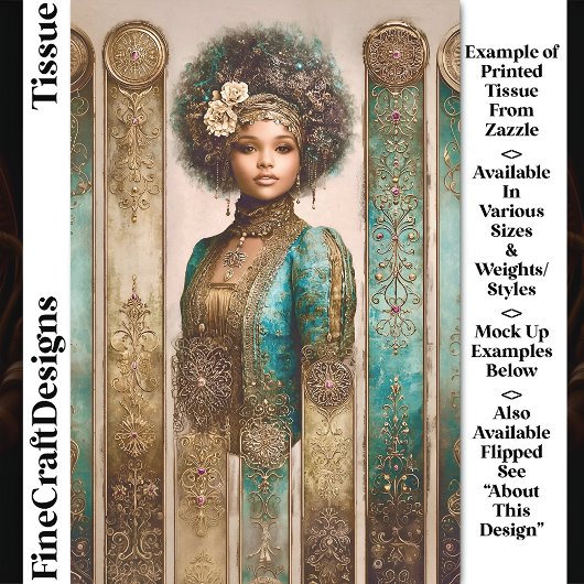 Dark Skin Woman, Baroque Panels DY1L Decoupage 薄葉紙