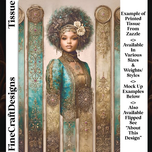 Dark Skin Woman, Baroque Panels DY1R Decoupage 薄葉紙