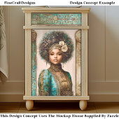 Dark Skin Woman, Baroque Panels DY1R Decoupage 薄葉紙