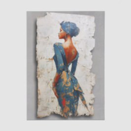Dark Skin Woman in Blue EL6L Decoupage 薄葉紙