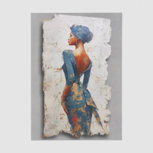 Dark Skin Woman in Blue EL6L Decoupage 薄葉紙 (正面)