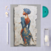 Dark Skin Woman in Blue EL6L Decoupage 薄葉紙 (クラフト)