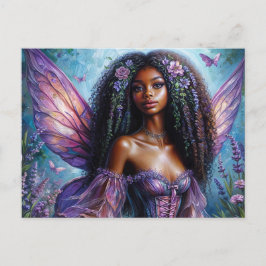 Dark-Skinned Fairy In Purple Floral ポストカード
