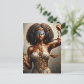  Dark-Skinned Lady Justice With Scales and Sword ポストカード (スタンド正面)