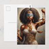  Dark-Skinned Lady Justice With Scales and Sword ポストカード (正面/裏面)
