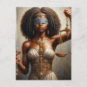  Dark-Skinned Lady Justice With Scales and Sword ポストカード (正面)