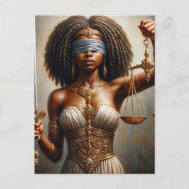  Dark-Skinned Lady Justice With Scales and Sword ポストカード
