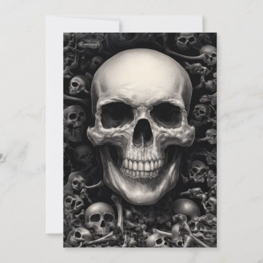 Dark Skull Themed Halloween 招待状 (正面)