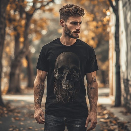 Dark Skull with Beard Art | Symbol of Mortality Tシャツ