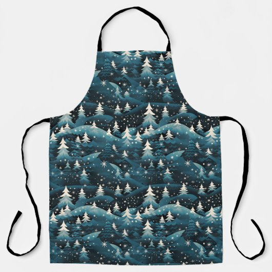 Dark Snowy Starry Night  エプロン (正面)
