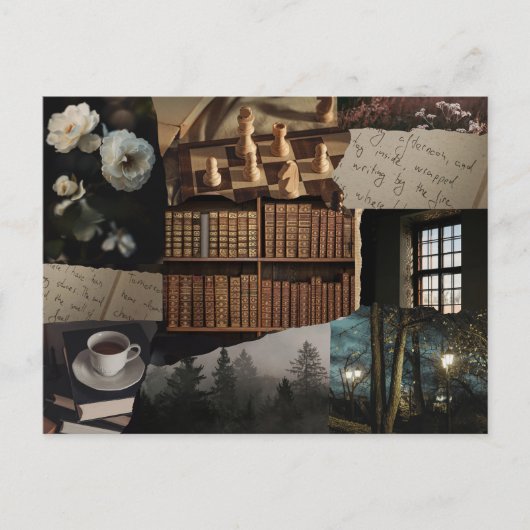 Dark / soft academia scrapbook collage ポストカード (正面)