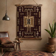 Dark Southwestern Tribal  Boho Aztec Brown Gold