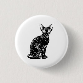 Dark Sphynx Cat Art – Mysterious Minimal Design 缶バッジ