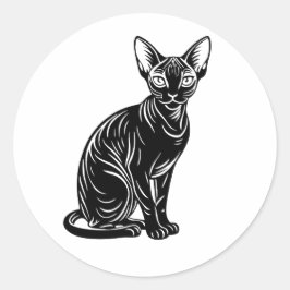 Dark Sphynx Cat – Mysterious Minimal Art ラウンドシール