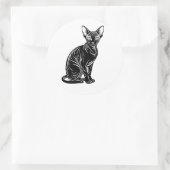 Dark Sphynx Cat – Mysterious Minimal Art ラウンドシール (バッグ)
