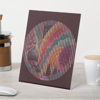 Dark Striped Circle Pedestal Sign – Customizable 台座サイン