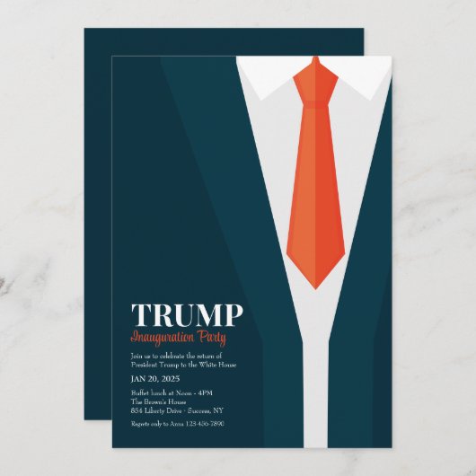 Dark Suit Red Tie Inauguration Party 招待状 (正面/裏面)