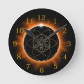Dark sun horloge fleur de vie ラウンド壁時計 (正面)