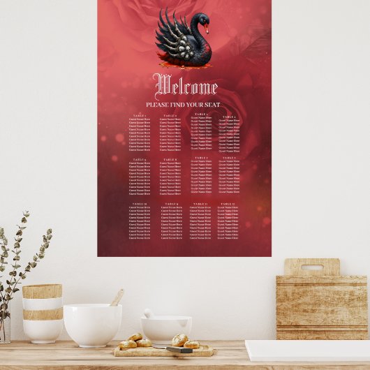 Dark Swan of Bones – Gothic Elegance  ポスター (キッチン)