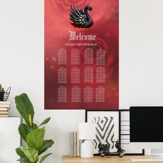 Dark Swan of Bones – Gothic Elegance ポスター (ホームオフィス)