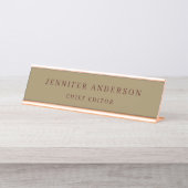 Dark Tan Brown Color Professional Modern Plain デスクネームプレート (正面)