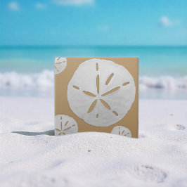 Dark Tan & White Tropical Beach Sand Dollar タイル