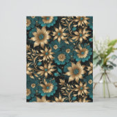 Dark Teal and Gold Metallic Effect Floral Paper (スタンド正面)