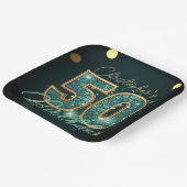 Dark Teal and Gold Mosaic 50th Birthday Party ペーパープレート (傾斜あり)