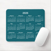 Dark Teal and White 2026 Calendar マウスパッド (マウス)