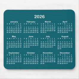 Dark Teal and White 2026 Calendar マウスパッド