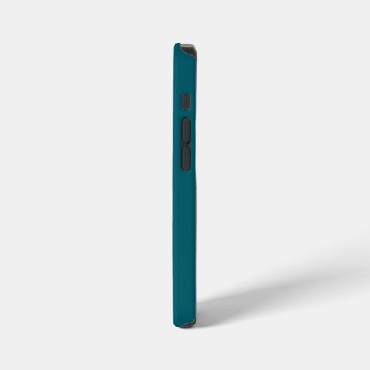 Dark Teal and White Modern Monogram  iPhoneケース (左側面)