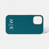 Dark Teal and White Modern Monogram  iPhoneケース (裏面横)