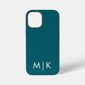 Dark Teal and White Modern Monogram  iPhone 12 Miniケース
