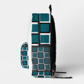 Dark Teal & Black Modern Geometric Backpack  プリントバックパック (右)