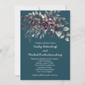 Dark Teal, Burgundy, Dusty Purple, Sage Wedding | 招待状 (正面)