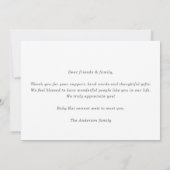 Dark Teal Classic Baby Photo Announcement Card 招待状 (裏面)