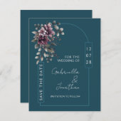 Dark Teal, Dusty Purple Arch Save the Date | 招待状 (正面/裏面)