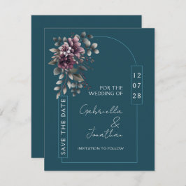 Dark Teal, Dusty Purple Arch Save the Date | 招待状