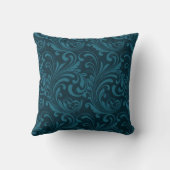 Dark teal floral damask pattern クッション (裏面)