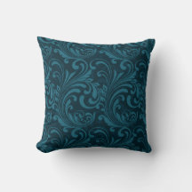 Dark teal floral damask pattern