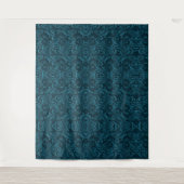 Dark teal floral damask pattern タペストリー (正面)
