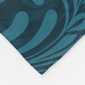 Dark teal floral damask pattern フリースブランケット (角)