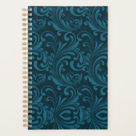Dark teal floral damask pattern プランナー手帳