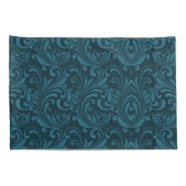 Dark teal floral damask pattern 枕カバー (裏面-右)