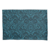 Dark teal floral damask pattern 枕カバー (正面左)