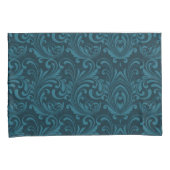 Dark teal floral damask pattern 枕カバー (正面右)