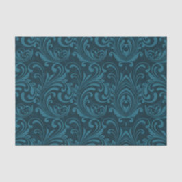 Dark teal floral damask pattern 薄葉紙