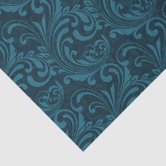 Dark teal floral damask pattern 薄葉紙 (詳細)
