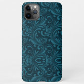 Dark teal floral damask pattern iPhoneケース (裏面)