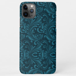 Dark teal floral damask pattern iPhone 11Pro maxケース